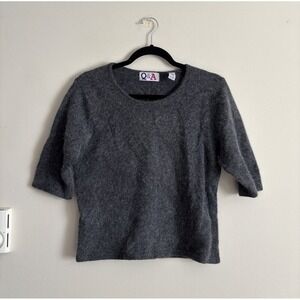 Vintage Y2K Womens Large Sleeve Sweater Wool Angora Minimalist Neutral